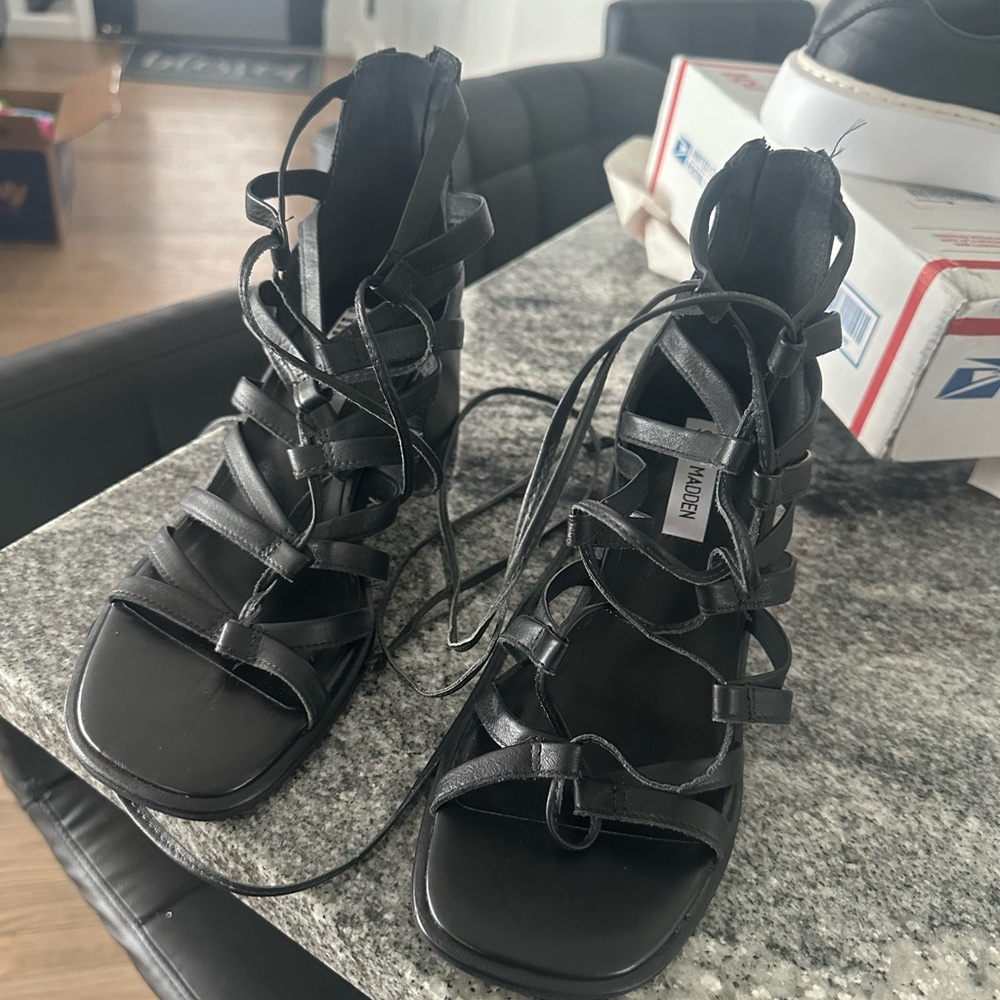 Steve Madden Black Lace-Up Sandals